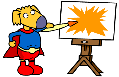 super hero painting a picture